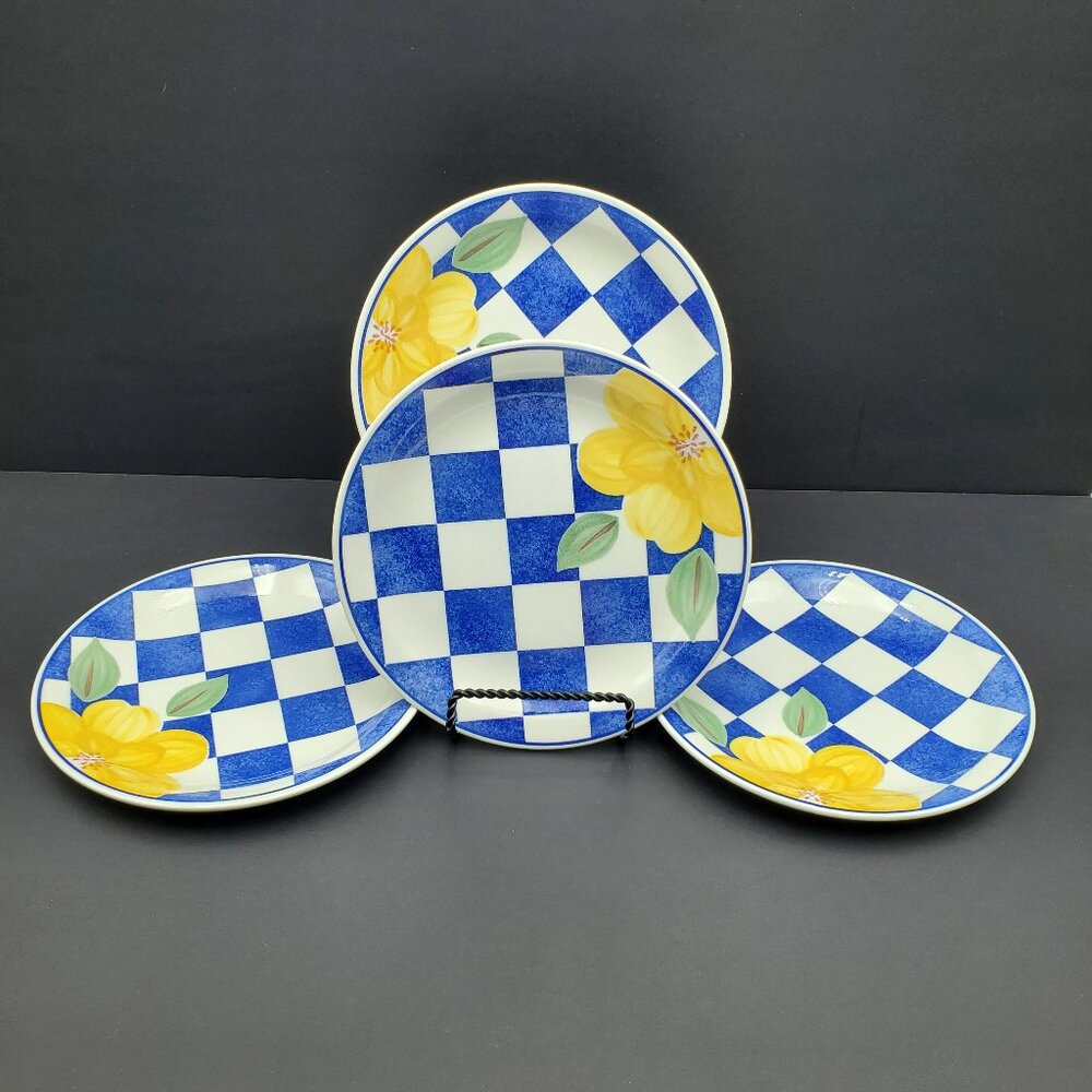 Johnson Brothers Hopscotch Blue Salad Plates Johnson Bros Blue White Check Plate